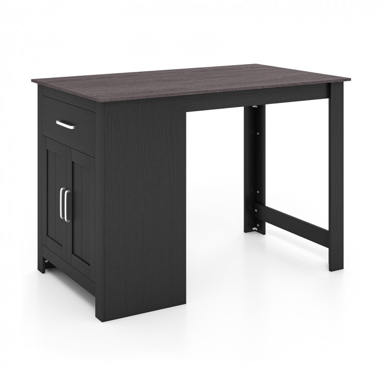 Counter Height Bar Table with Storage Cabinet and Drawer