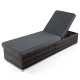 Patio Wicker Lounge Chair with 4-level Backrest and Long Seat Cushion