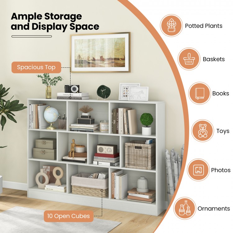 41 inches Wooden Toy Storage Organizer with 10 Cubes for Classroom Daycare Nursery Kindergarten