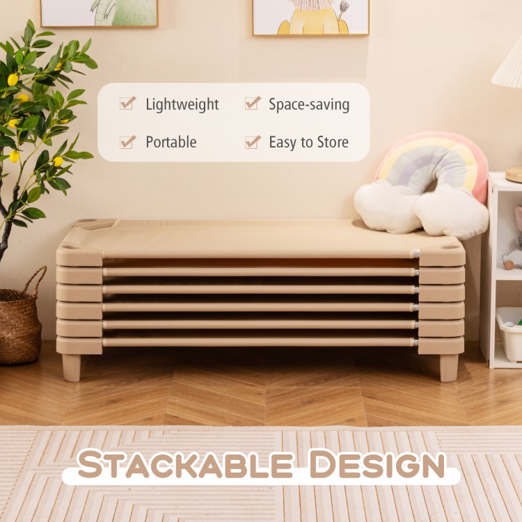 Kids Stackable Daycare Cot Pack of 6 with Detachable Oxford Cloth