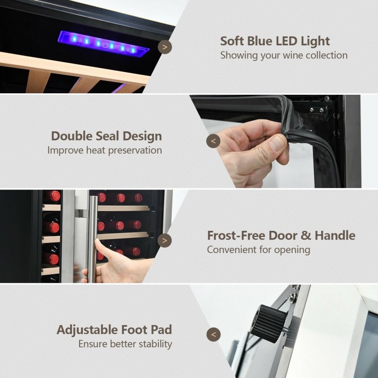 43 Bottle Wine Cooler Refrigerator Dual Zone Temperature Control with 8 Shelves