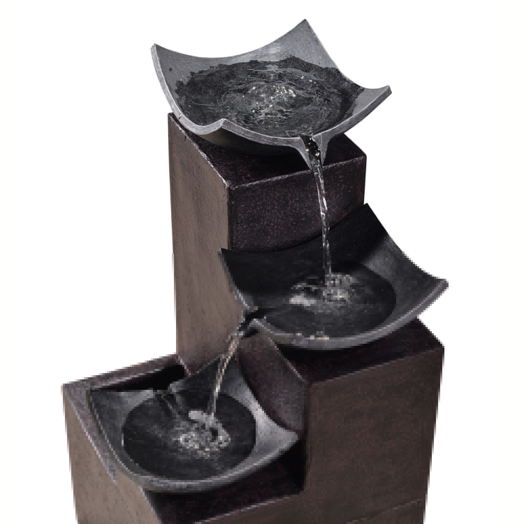 Teamson Home Outdoor Stone-Look 4-Tier Floor Fountain, Rusted Finish, Weatherproof, Zen Garden Decor