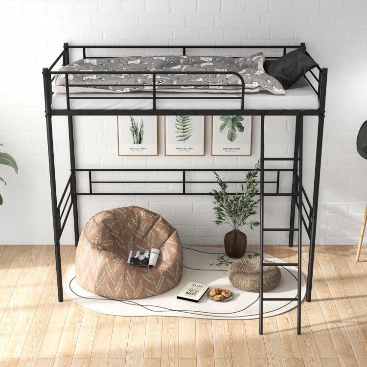 Metal Twin Bed Frame Single High Loft Bed