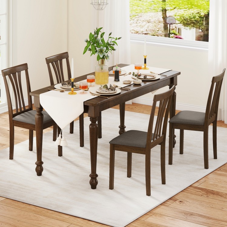 Wooden Dining Chairs Set of 2 with Linen Fabric Upholstered and Rubber Wood Frame