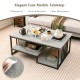 Faux Marble Coffee Table with Open Storage Shelf