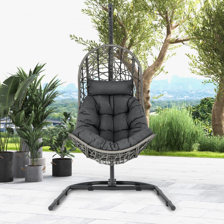 Egg Chair with Stand PE Rattan Swing Hammock Chair with Pillow and Cushion