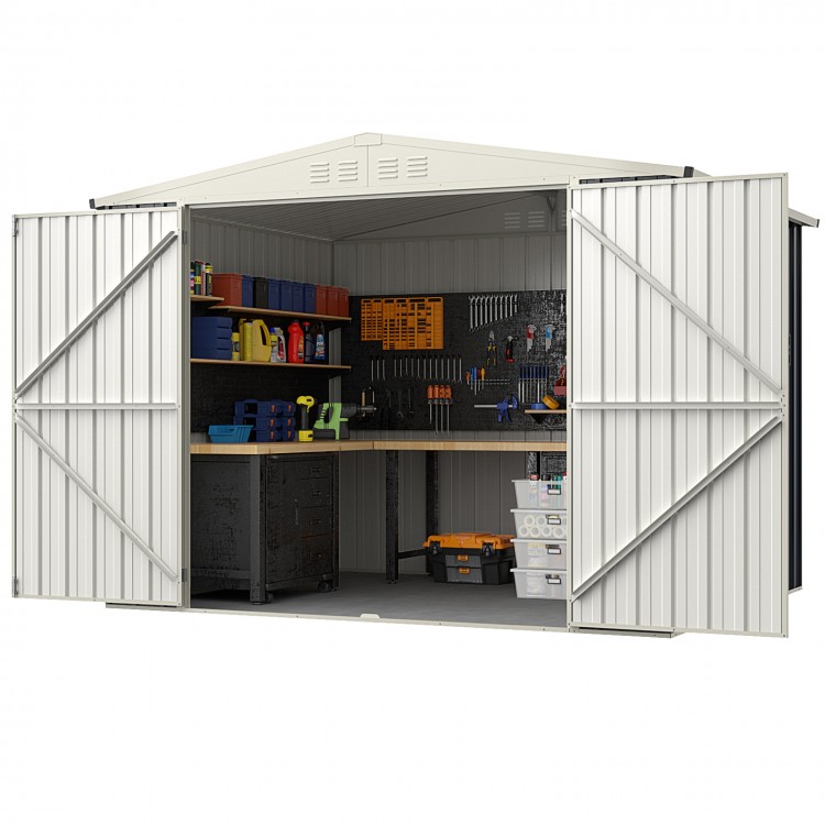 7.5 x 6.3 FT Metal Outdoor Storage Shed with Lockable Door