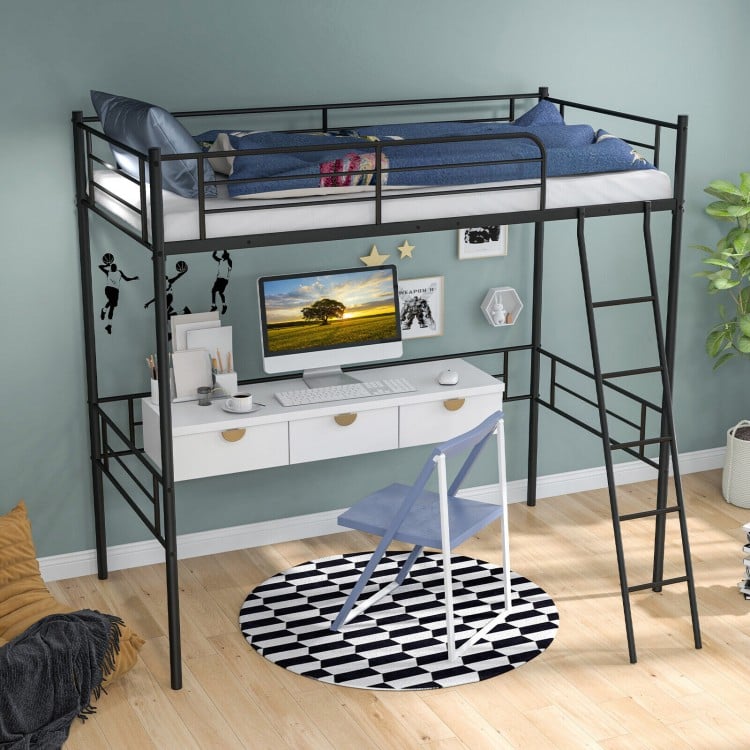 Metal Twin Bed Frame Single High Loft Bed