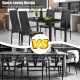 5 Pieces Kitchen Dining Set with Glass Metal Table and 4 Chairs Breakfast Furniture