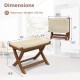 Folding Natural Rattan Ottoman with Hand-woven Seat