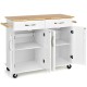 4-Door Rolling Kitchen Island Cart Buffet Cabinet with Towel Racks Drawers