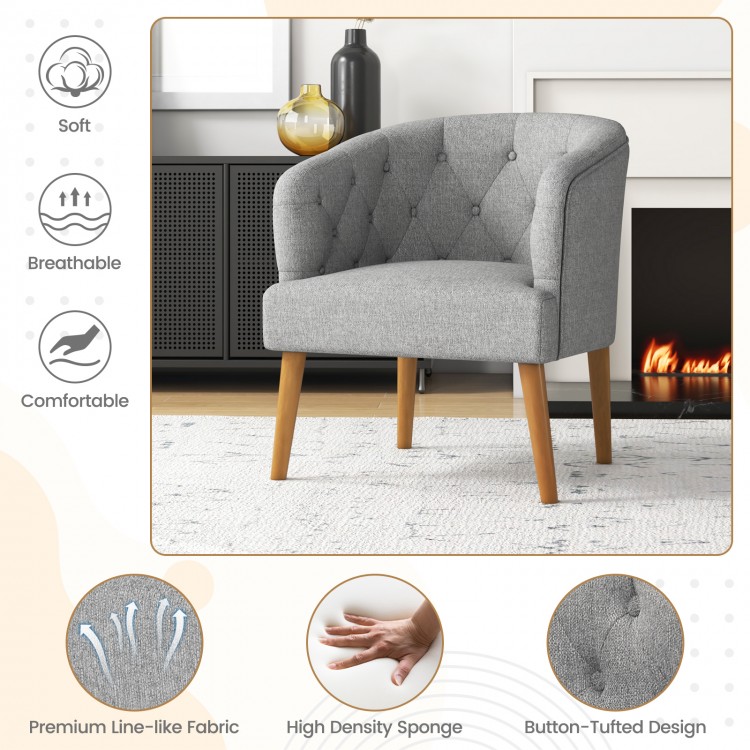 Upholstered Tub Chair with Solid Rubber Wood Legs and Adjustable Foot Pads for Living Room