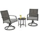3 Piece Patio Swivel Chair Set with Soft Seat Cushions for Backyard