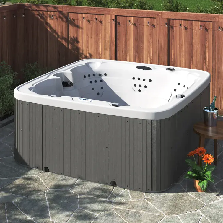 Lifesmart Spas LS700DX 230 Volt 7-Person 90-Jet Square Hot Tub with Ozonato