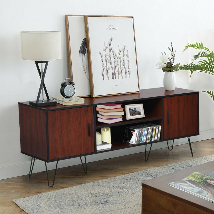 59 Inch Retro TV Stand for TVs up to 65 Inch with 6 Metal Legs