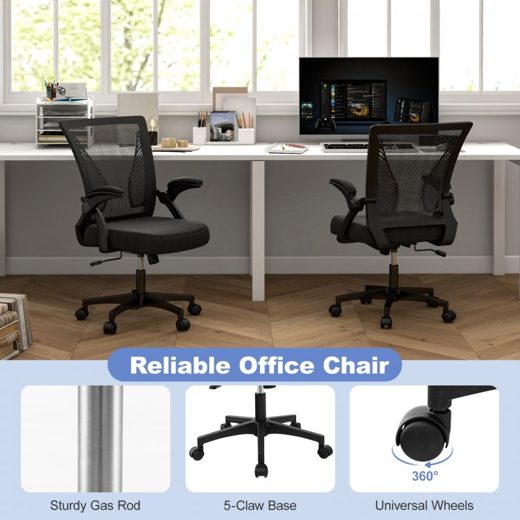 Ergonomic Office Chair Adjustable Swivel Chair with Flip-Up Armrests and Rocking Backrest