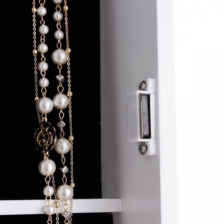 Wall Mounted Mirrored Jewelry Armoire Storage Cabinet