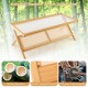 Z-Shaped Handwoven Bamboo Coffee Table with Tempered Glass Top
