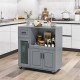 Rolling Kitchen Island with Wheels Drawer and Glass Door Cabinet