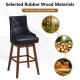 2 Pieces 29 Inch Pub Height Swivel Upholstered Bar Stools with Wood Legs