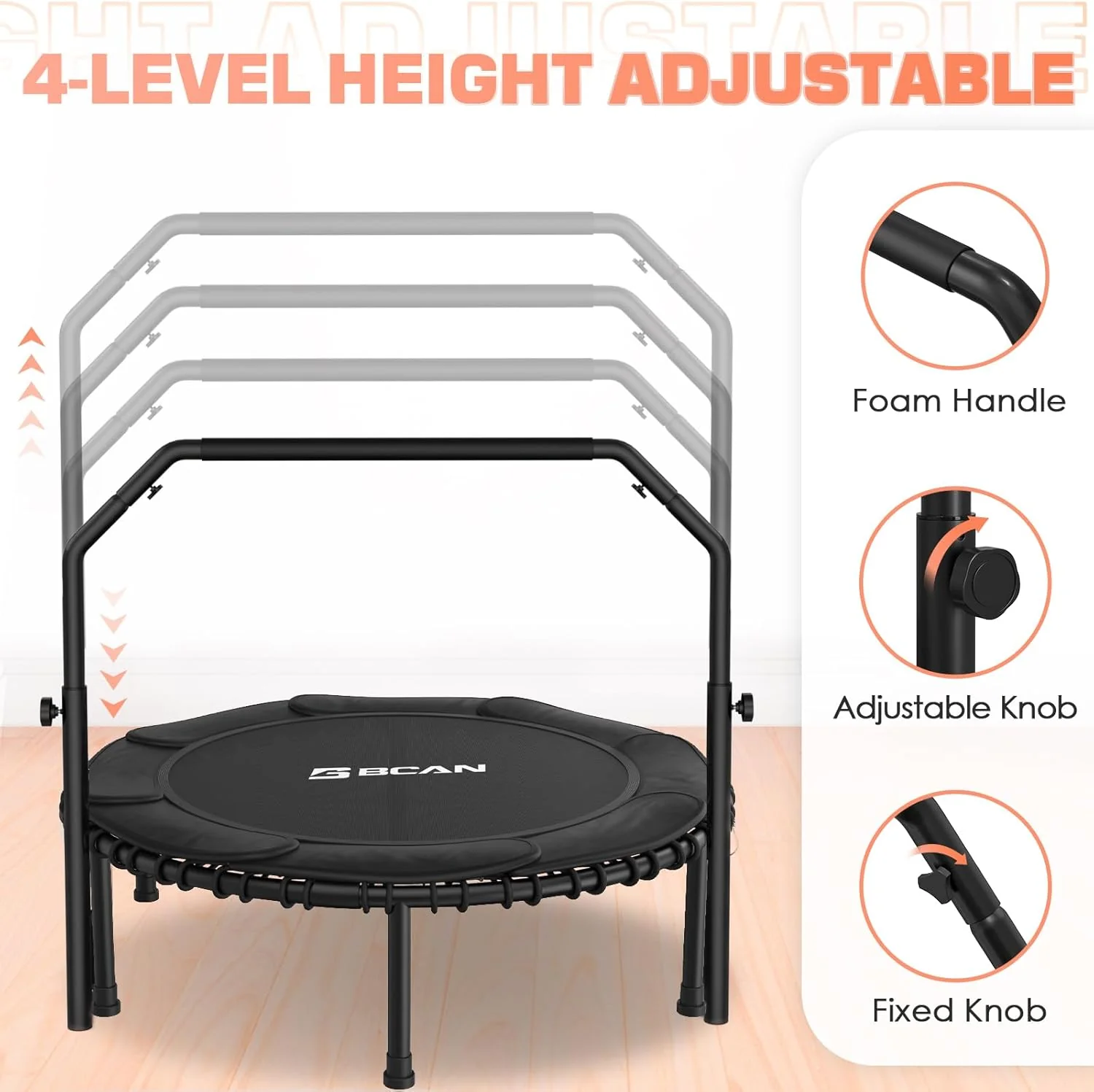 BCAN 450/550 LBS Foldable Mini Trampoline, 40