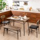 4 Piece Dining Table Set with Bench and 2 Chairs