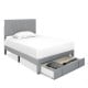 Full/Queen Size Upholstered Bed Frame with Drawer and Adjustable Headboard