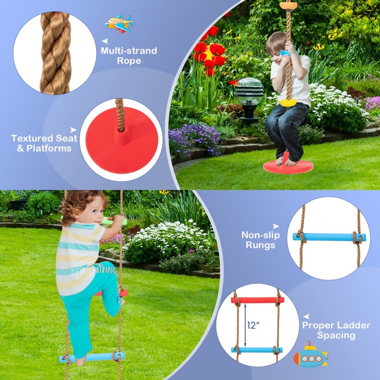 4-in-1 660 lbs Heavy Duty Swing Set for Kids Aged 3-9 Years Old