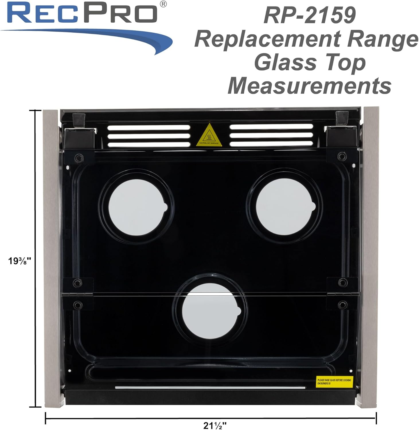RecPro RV Glass Stove Top Replacement for Greystone, Fits 17′′ & 21′′ Cooktops, Black/Stainless Steel, Durable & Easy to Clean