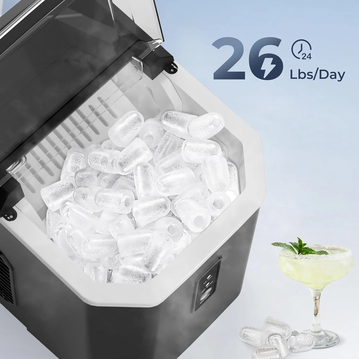 EUHOMY Nugget Ice Maker Countertop, Ready in 8 Mins, 35lbs/24H, Self-Cleaning, Portable Ice Makers Machine with Ice Scoop & Basket, Sonic Ice Maker with Chewable Pellet Ice for Home/Party/RV/Camping