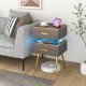 Nightstand Sofa Side Tables with Charging Station and 2 Drawers and LED lights