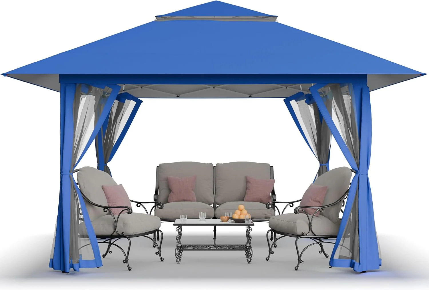 CROWN SHADES 13x13 Pop Up Gazebo, Canopy Tent, Gazebos on Clearance - Outdoor Gazebo for Backyard & Patio Furniture - Carpa Pop Up Tent with Wheeled STO-N-Go Cover Bag (White)