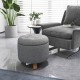 Upholstered Round Ottoman with Solid Rubber Feet