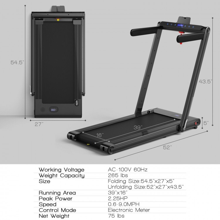 2-in-1 Folding Walking Pad Treadmill with Dual LED Display
