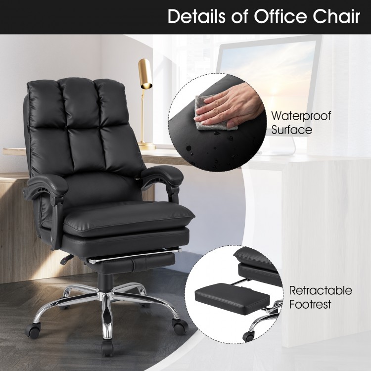 Ergonomic Adjustable Swivel Office Chair with Retractable Footrest
