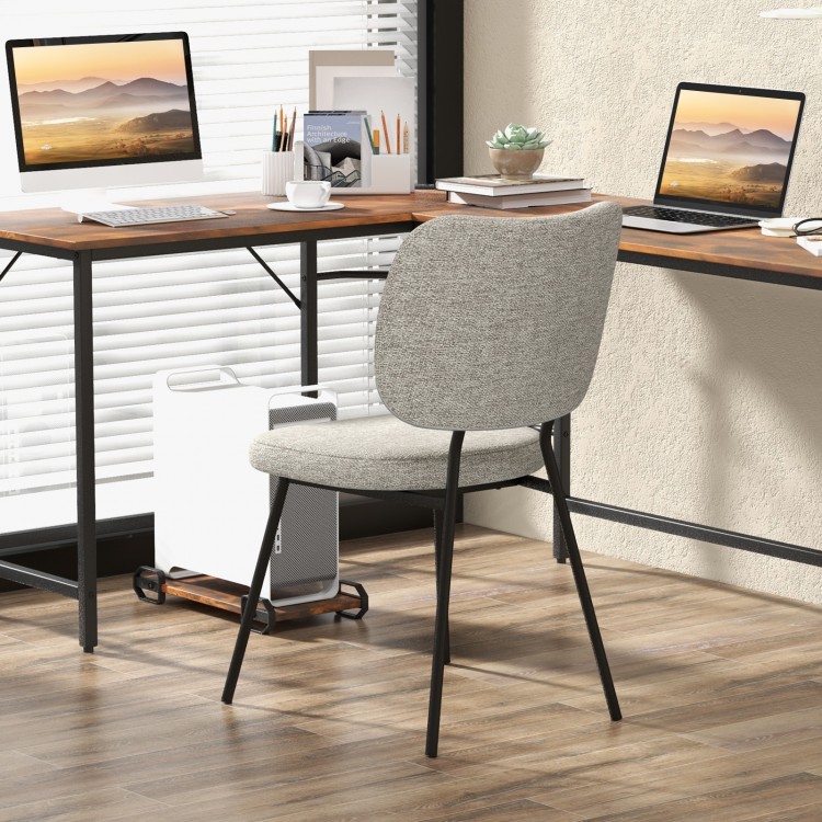 Set of 2 Modern Armless Dining Chairs with Linen Fabric