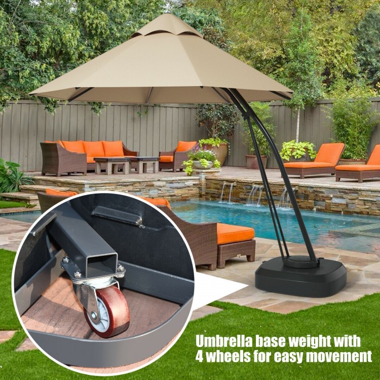11 Feet Outdoor Cantilever Hanging Umbrella with Base and Wheels