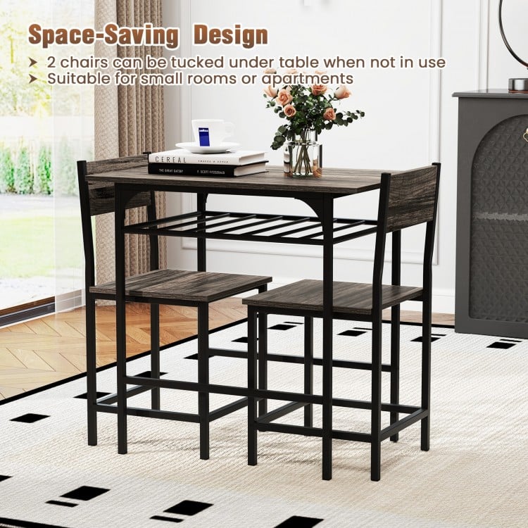 Dining Table Set with Metal Frame and Storage Rack