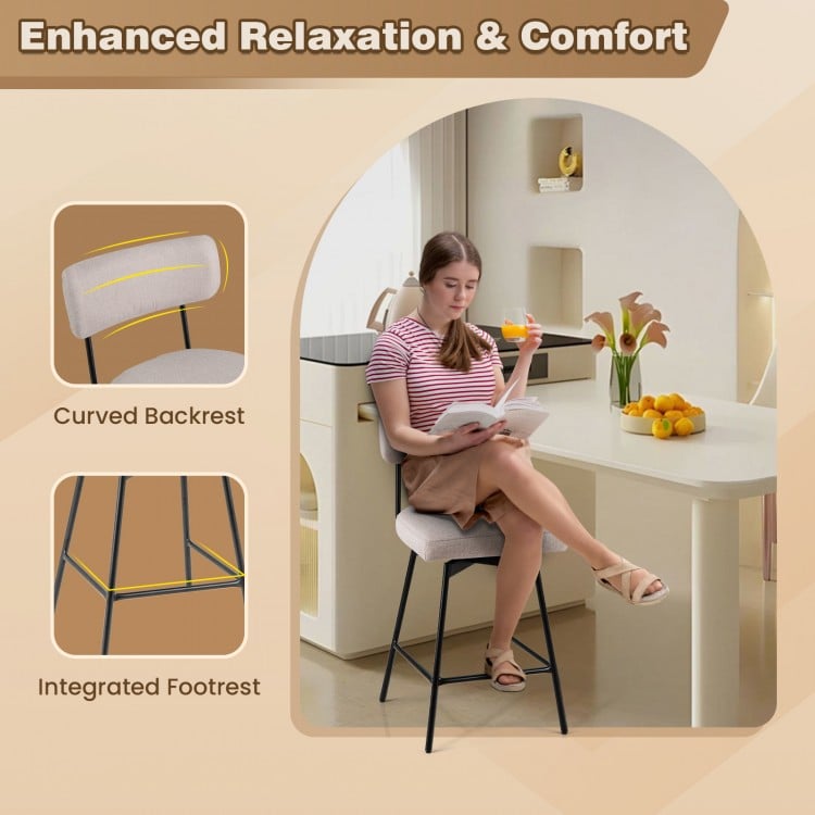 25 Inch 2 Pieces Modern Upholstered Bar Stools with Back and Footrests