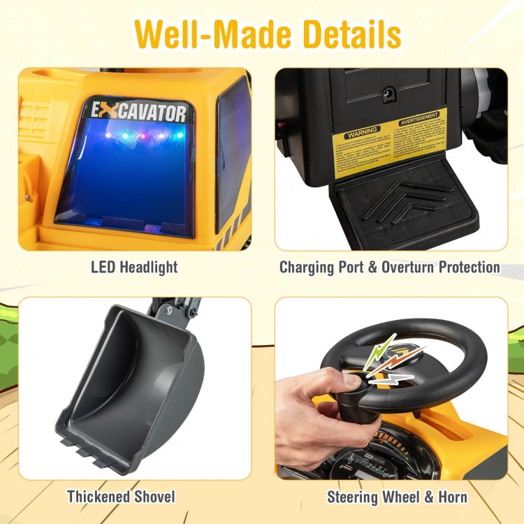 Kids ASTM Certificated Powered Ride On Bulldozer with Front Digger Shovel