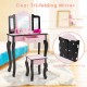 Kid Vanity Set with Tri-Folding Mirror and Leopard Print