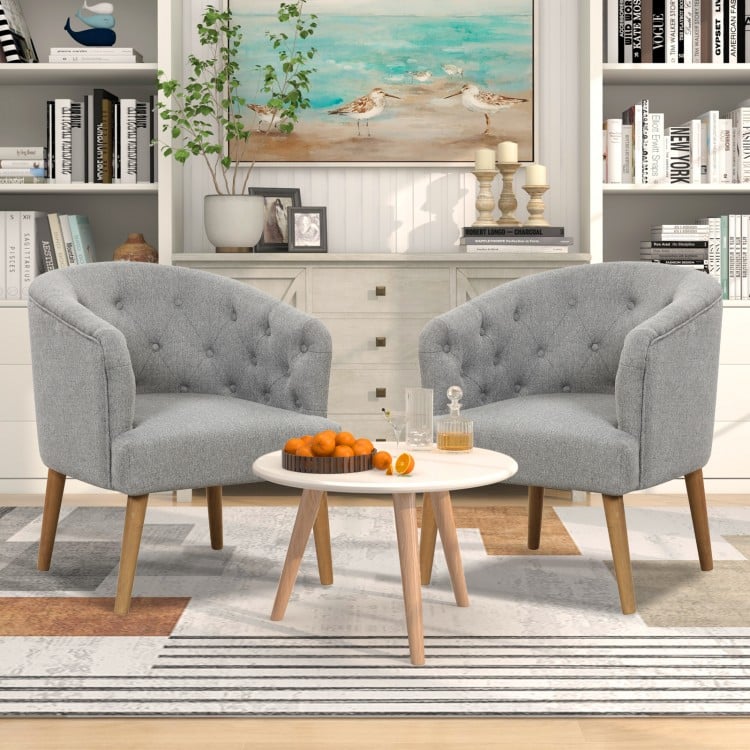 Upholstered Tub Chair with Solid Rubber Wood Legs and Adjustable Foot Pads for Living Room