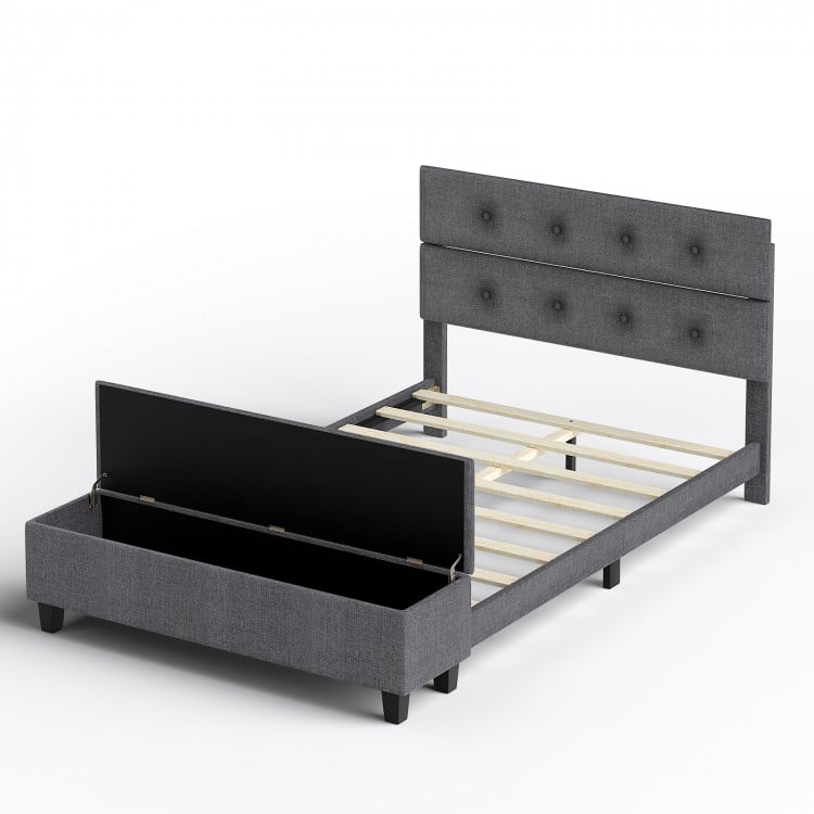 Twin/Full/Queen Upholstered Bed Frame with Ottoman Storage