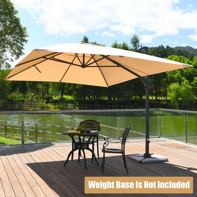 10 x13 Feet Rectangular Cantilever Umbrella with 360° Rotation Function