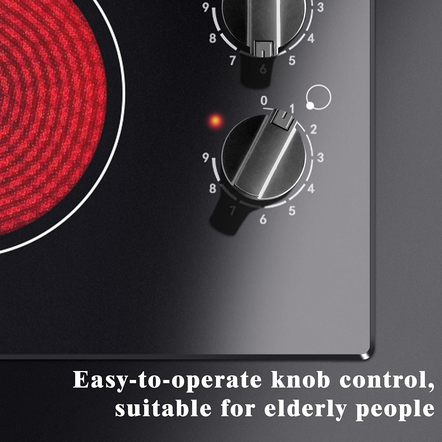 Karinear 30 Inch Electric Cooktop 4 Burners, Knob Control Built-in Ceramic Cooktop, 30