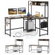 L-shaped Desk with Power Outlet Hutch