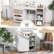Multifunctional Folding Sewing Machine Craft Station with Storage Shelves