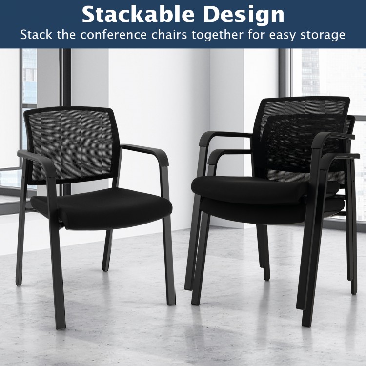 Set of 2 Stackable Reception Room Chairs with Padded Seat