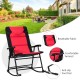 3 Pieces Outdoor Folding Rocking Chair Table Set with Cushion