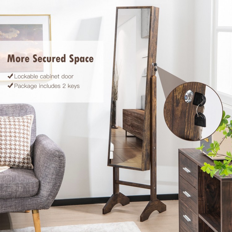 Standing Jewelry Cabinet Jewelry Armoire Cabinet with Full-Length Mirror
